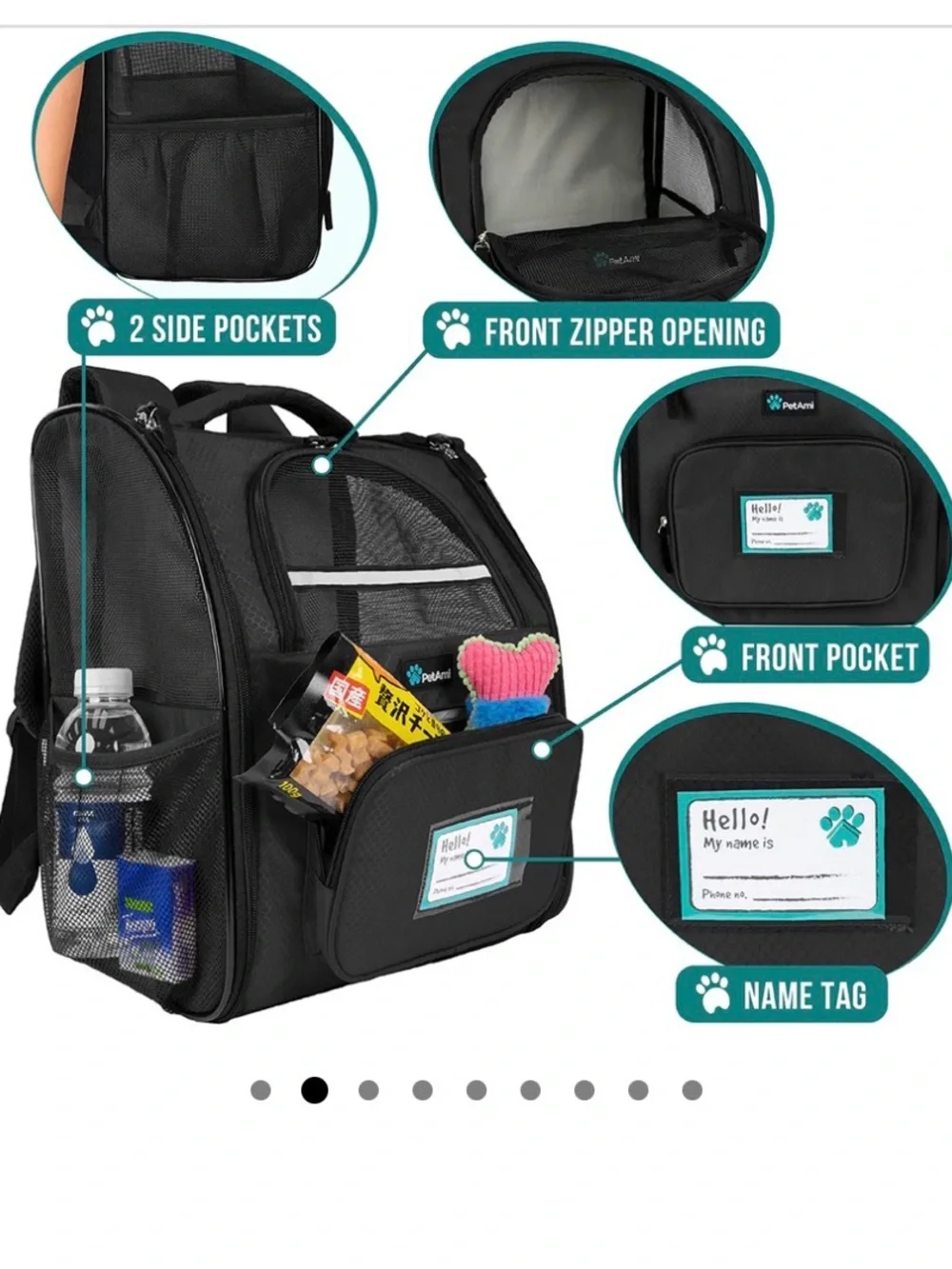Black Deluxe 2-Way Pet Carrier Backpack